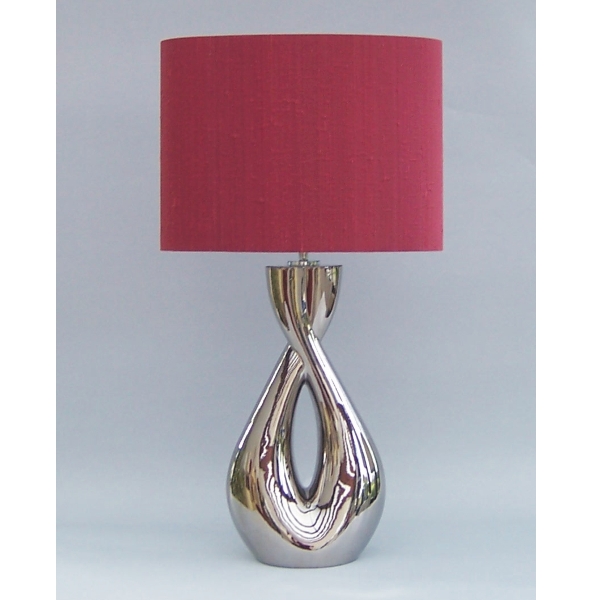 HK Leuchten Tischleuchte 5400 silber, Schirm rot