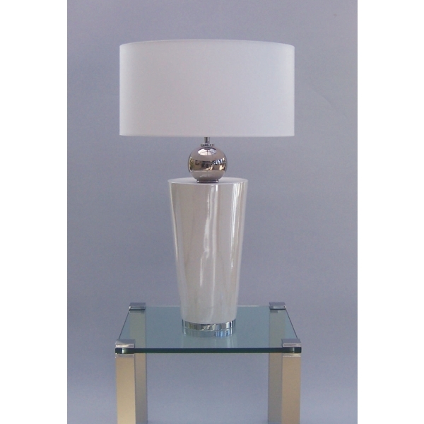 HK Leuchten Vasenleuchte 5800 in perlmuttweiß, Schirm weiß