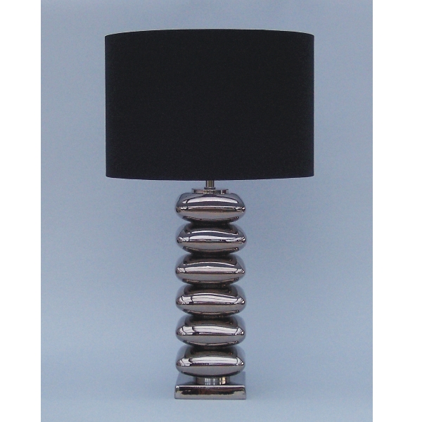 HK Leuchten Tischleuchte 6300 Keramik in silber, Schirm schwarz