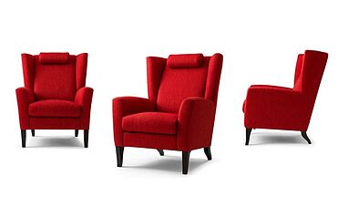 Bench Aleeya Club Grande in rotem Stoffbezug mit Nackenkissen zum Sonderpreis