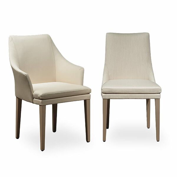 BW Stühle Saloni mit und ohne Armlehnen in cremefarbenem Leder zum Sonderpreis.