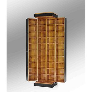 offener CD-Schrank von Miazzo: schwarzer Klavierlack innen Kirsche Ton M