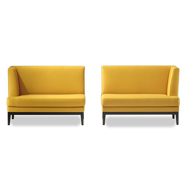 BW Sitzbänke Polo Dining, zwei Stück mit gelbem Stoffbezug als Sonderangebot.