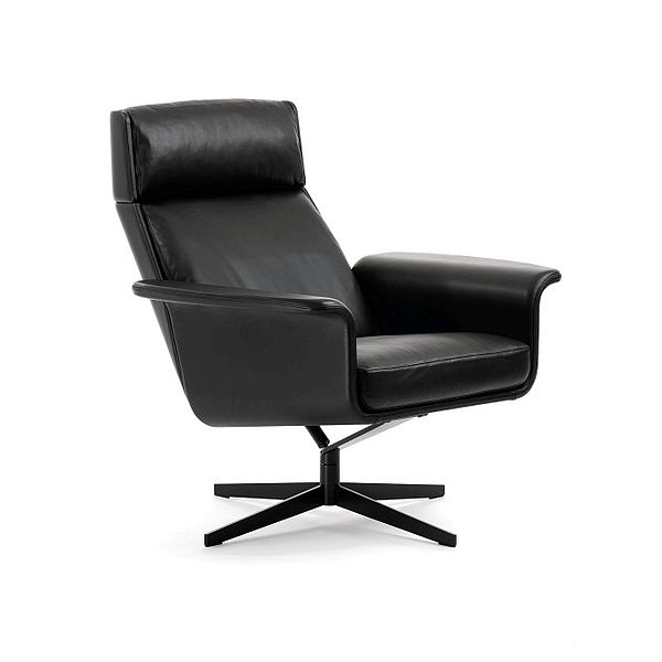 Lounge-und Funktionssessel Legend von BW in Leder mit Neigefunktion und schwarzem Sternfuß als Sonderangebot.