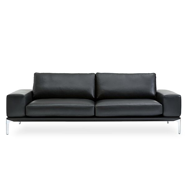BW Sofa Spirit in schwarzem Leder mit Metallfüßen, Sofa Spirit Bielefelder Werkstätten Sonderpreis  