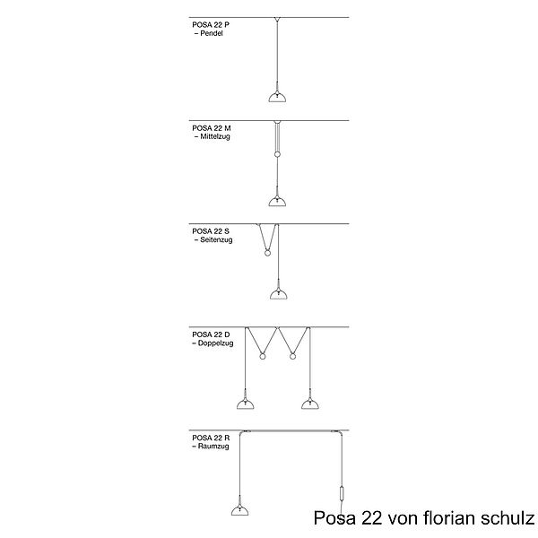 Florian Schulz Pendelzugleuchte POSA 22, Zeichnung