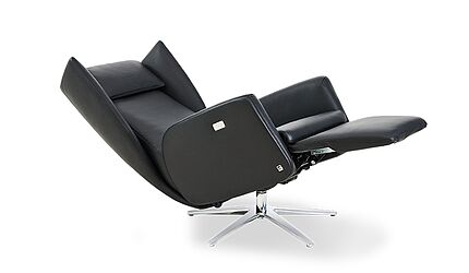 BW Dave Relaxsessel in Funktion in schwarzem Leder zum Sonderpreis 