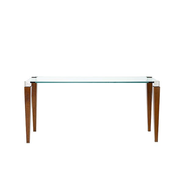 Ghyczy Esstisch T56/2, Tischbeine aus Kirschholz, Details Nickel